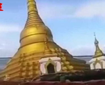 Templo Budista Afunda-se Em Myanmar