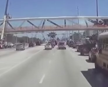 Colapso Da Ponte Na Florida Filmado a Partir De Um Carro Que Circulava Na Estrada