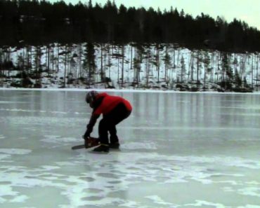 VIDEO: Homem Usa Motosserra Para Se Movimentar No Gelo