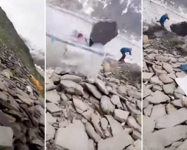 Alpinista Escapa à Morte Depois De Uma Pedra Rolar Montanha Abaixo