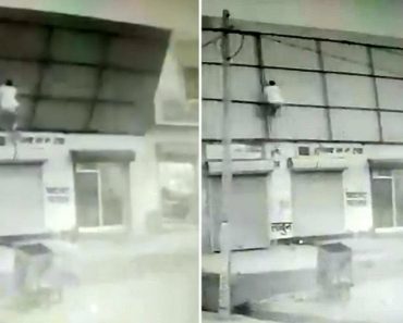 Homem é Inesperadamente Içado Ao Tentar Abrigar-se Debaixo De Telhado Durante Tempestade