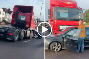 Condutor De Camião Arrasta Carro Durante Metros Sem Se Aperceber