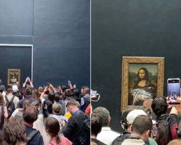 Visitante Do Louvre Levantou-se Da Cadeira De Rodas e Atirou Bolo Em Direção Ao Quadro Da Mona Lisa Visitante Do Louvre Levantou-se Da Cadeira De Rodas e Atirou Bolo Em Direção Ao Quadro Da Mona Lisa