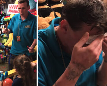 Mesmo Depois De Ter Sido Atingido Com Um Dardo Por Uma Menina… Funcionário Mantém o Profissionalismo Mesmo Depois De Ter Sido Atingido Com Um Dardo Por Uma Menina… Funcionário Mantém o Profissionalismo