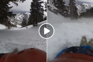Veja o Momento Em Que Um Snowboarder é Apanhado Por Uma Avalanche