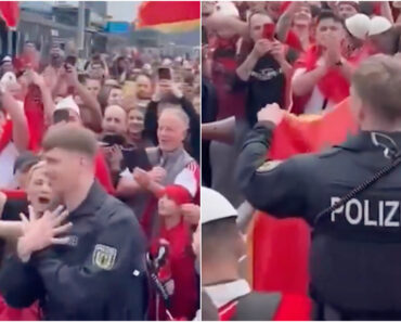 Adeptos Albaneses Convenceram Um Polícia a Juntar-se à Festa