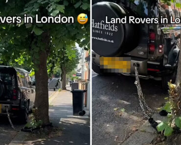 Land Rover Presos Com Correntes e Cadeados Para Não Serem Roubados