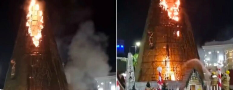 Árvore De Natal Arde No Brasil… Dois Dias Após Inauguração Das Luzes Árvore De Natal Arde No Brasil… Dois Dias Após Inauguração Das Luzes