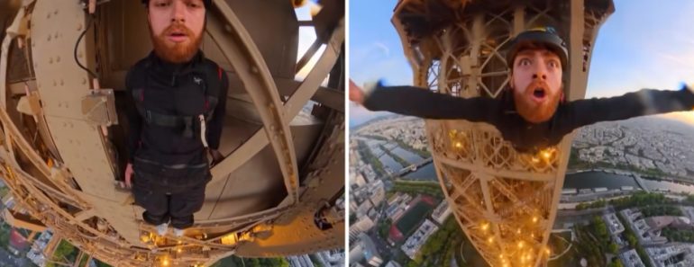 Homem Filma-se a Saltar De Paraquedas Após Escalar Torre Eiffel Homem Filma-se a Saltar De Paraquedas Após Escalar Torre Eiffel