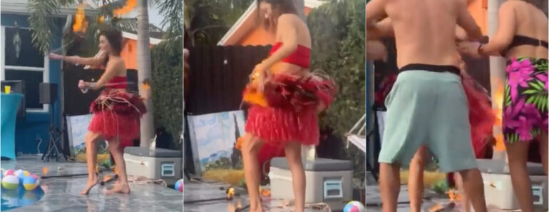 A Tentativa De Malabarismo Com Fogo Que Terminou Em Caos e Num Mergulho Forçado Na Piscina A Tentativa De Malabarismo Com Fogo Que Terminou Em Caos e Num Mergulho Forçado Na Piscina