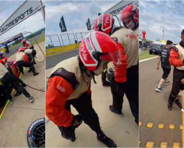 Mecânico Ignora a Temperatura Vinda Do Escape e Suporta a Dor Até Ao Fim Do Pit Stop Mecânico Ignora a Temperatura Vinda Do Escape e Suporta a Dor Até Ao Fim Do Pit Stop