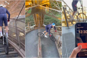 Aurélien Fontenoy Bate Recorde Mundial Ao Subir De Bicicleta Os 686 Degraus Da Torre Eiffel