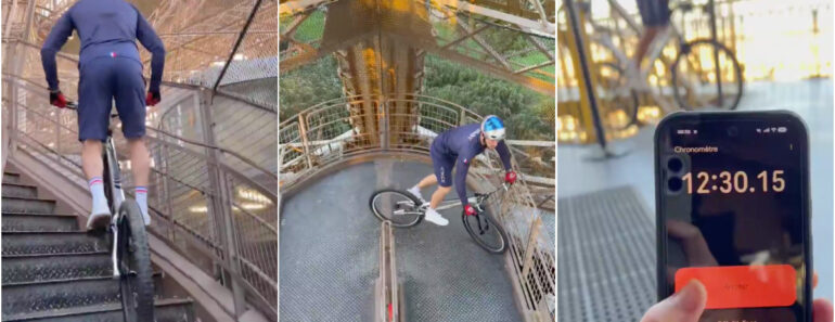Aurélien Fontenoy Bate Recorde Mundial Ao Subir De Bicicleta Os 686 Degraus Da Torre Eiffel Aurélien Fontenoy Bate Recorde Mundial Ao Subir De Bicicleta Os 686 Degraus Da Torre Eiffel