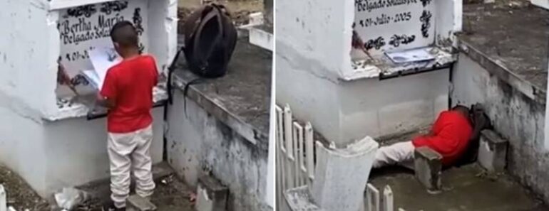 Menino Leva Flores Ao Túmulo De Uma Pessoa Especial e Mostra As Notas Da Escola Menino Leva Flores Ao Túmulo De Uma Pessoa Especial e Mostra As Notas Da Escola