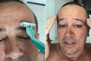 Filha “Treina” Nas Sobrancelhas Do Pai Após Um Curso Online