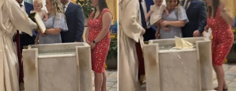 Bebé Agarra Na Bíblia Durante Batizado e Atira-a Para a Água Bebé Agarra Na Bíblia Durante Batizado e Atira-a Para a Água