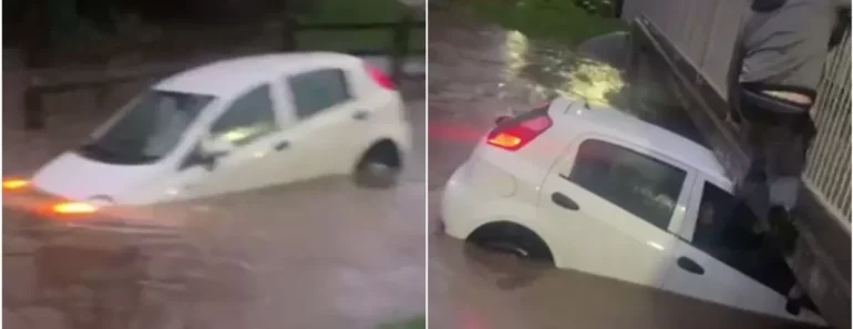 Homem Resgata Mãe e Filha De 3 Anos De Carro Preso Numa Ponte Durante Cheias Homem Resgata Mãe e Filha De 3 Anos De Carro Preso Numa Ponte Durante Cheias