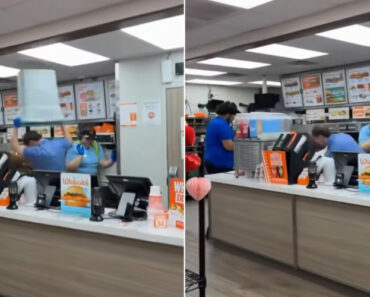 Homem Agredido Com Caixote Por Gerente De Restaurante De Fast-Food Homem Agredido Com Caixote Por Gerente De Restaurante De Fast-Food