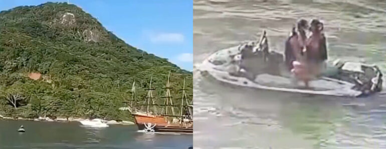 Barco Turístico “Pirata” Atropela Casal Que Namorava Numa Moto De Água No Brasil Barco Turístico “Pirata” Atropela Casal Que Namorava Numa Moto De Água No Brasil
