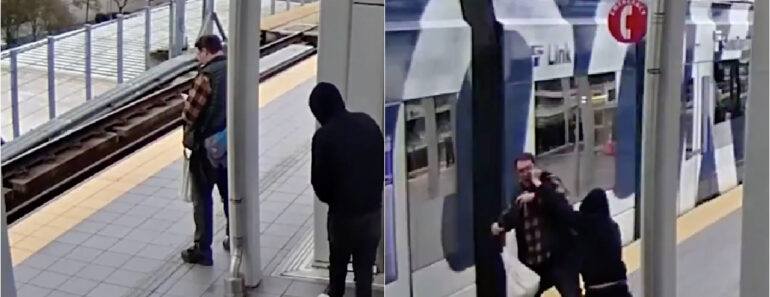Homem Escapa Ileso Após Ser Empurrado Para a Frente De Um Comboio Nos EUA Homem Escapa Ileso Após Ser Empurrado Para a Frente De Um Comboio Nos EUA