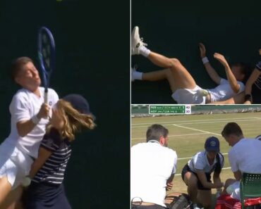 Tenista Sofre Queda Aparatosa Em Wimbledon Após Choque Com Apanha-Bolas Tenista Sofre Queda Aparatosa Em Wimbledon Após Choque Com Apanha-Bolas