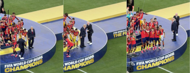 Trump tentou ficar na foto dos campeões… mas Infantino afastou-o antes da celebração Trump tentou ficar na foto dos campeões… mas Infantino afastou-o antes da celebração