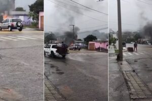 Como Um Carro a Arder Na Rua Transformou Um Cenário Já Caótico Em Algo Ainda Mais Insólito