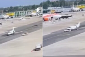 Fiat Panda Colide Com Jato Privado Na Pista De Aeroporto Em Milão