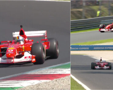 Sebastian Vettel Conduziu o Ferrari F2002 De Schumacher No Mítico Circuito De Monza Sebastian Vettel Conduziu o Ferrari F2002 De Schumacher No Mítico Circuito De Monza